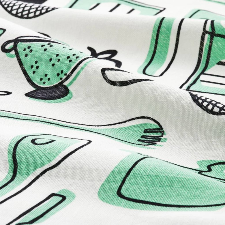 RINNIG РИННИГ полотенце кухонное бело-зеленый с рисунком 45x60 см
