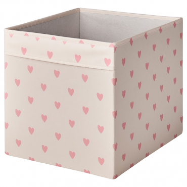 REGNBROMS Коробка, узор сердце / розовый, 33x38x33 см